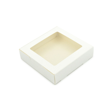 Hvid konfektæske med vindue | 145x150x35 mm | Superbox